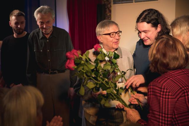 Autor pořadu Ladislav Nunvář, klavírista Josef Picek, Miloň Čepelka a Ladislav Špiner na závěrečné děkovačce, foto Jiří Sejkora
